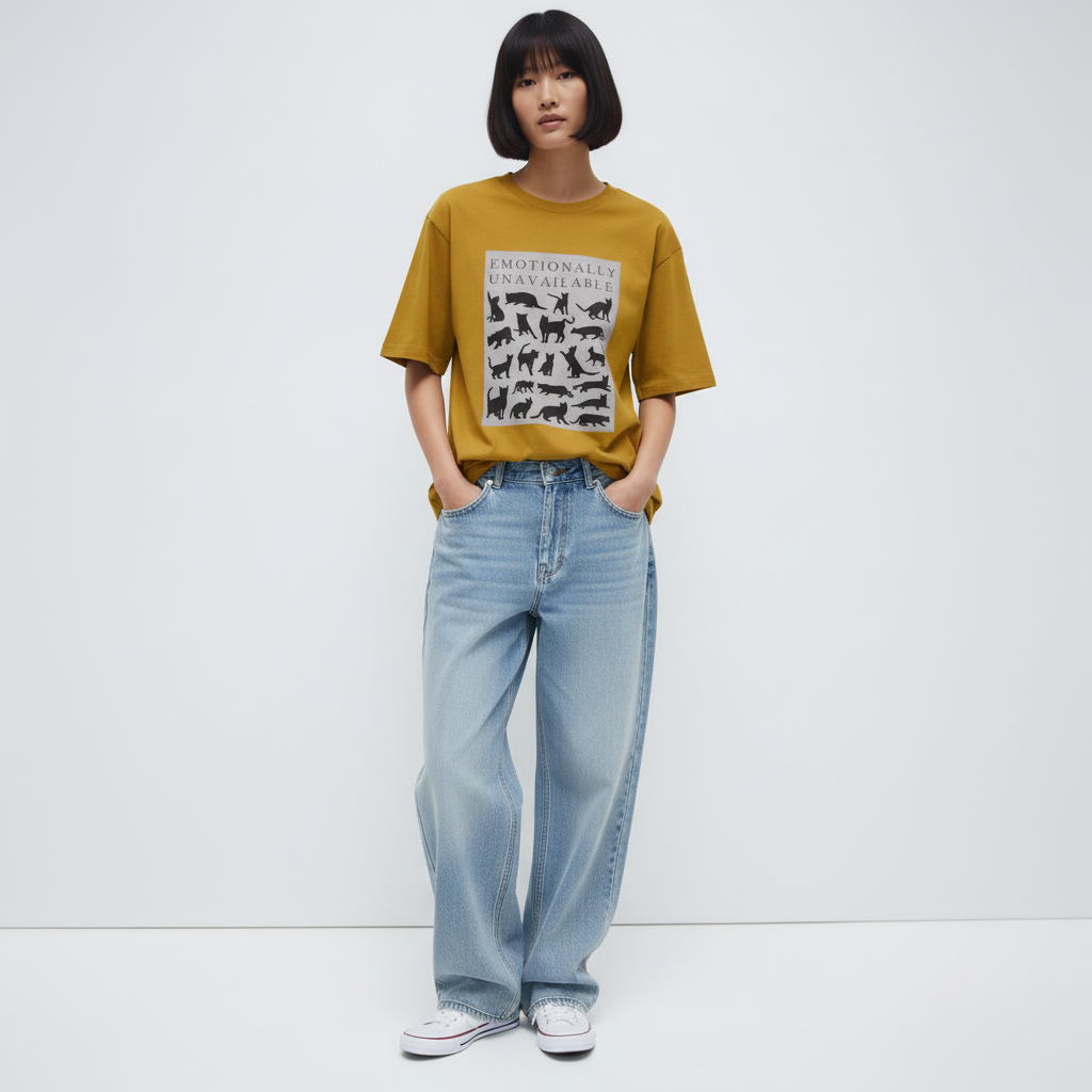 Emotionally Unavailable Women Oversized T-Shirt - MUSTARD
