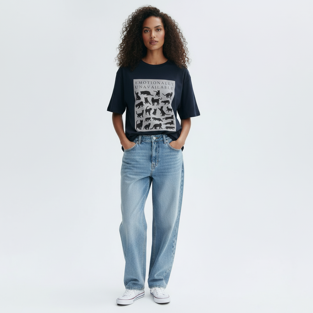 Emotionally Unavailable Women Oversized T-Shirt - NAVY