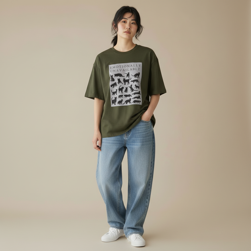 Emotionally Unavailable Women Oversized T-Shirt - OLIVE