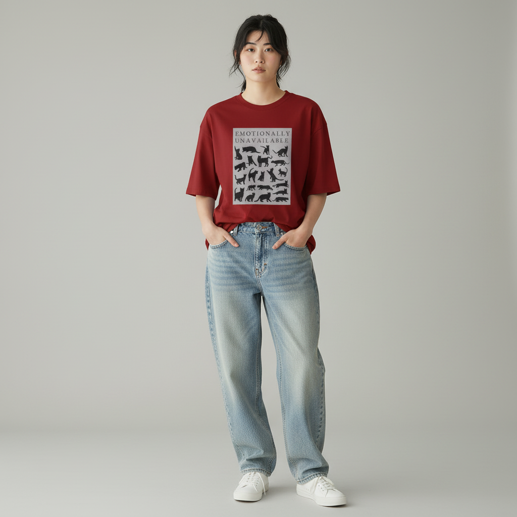 Emotionally Unavailable Women Oversized T-Shirt - RED