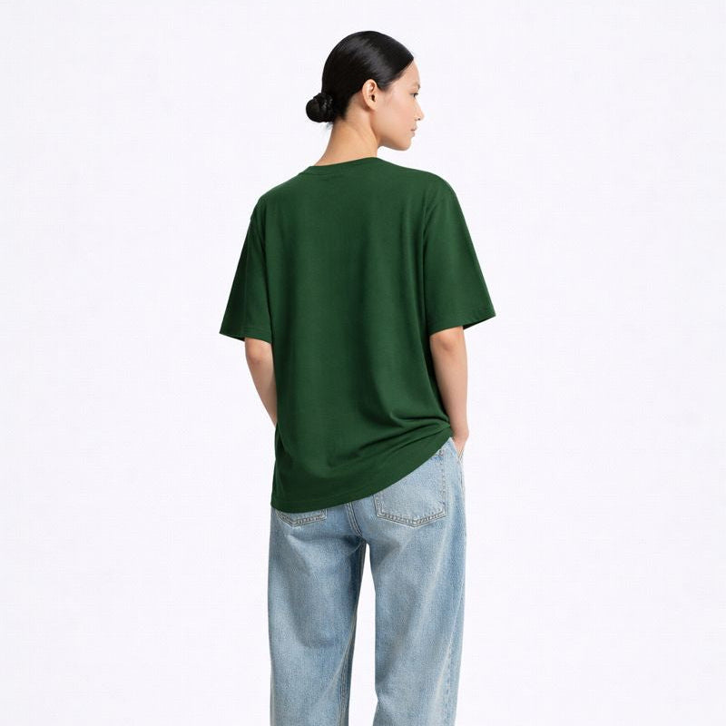 Person wearing a green t-shirt