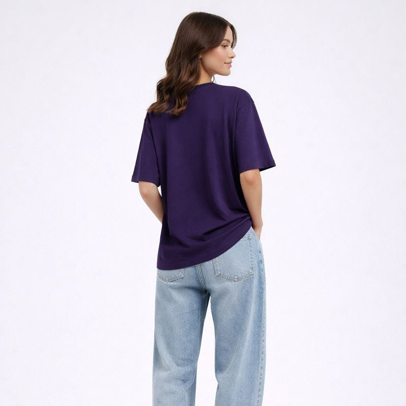 Person wearing a purple shirt 