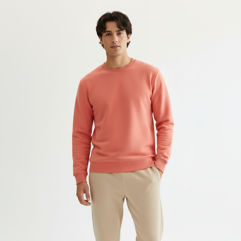 Men Sweatshirt Pure Cotton - CORAL