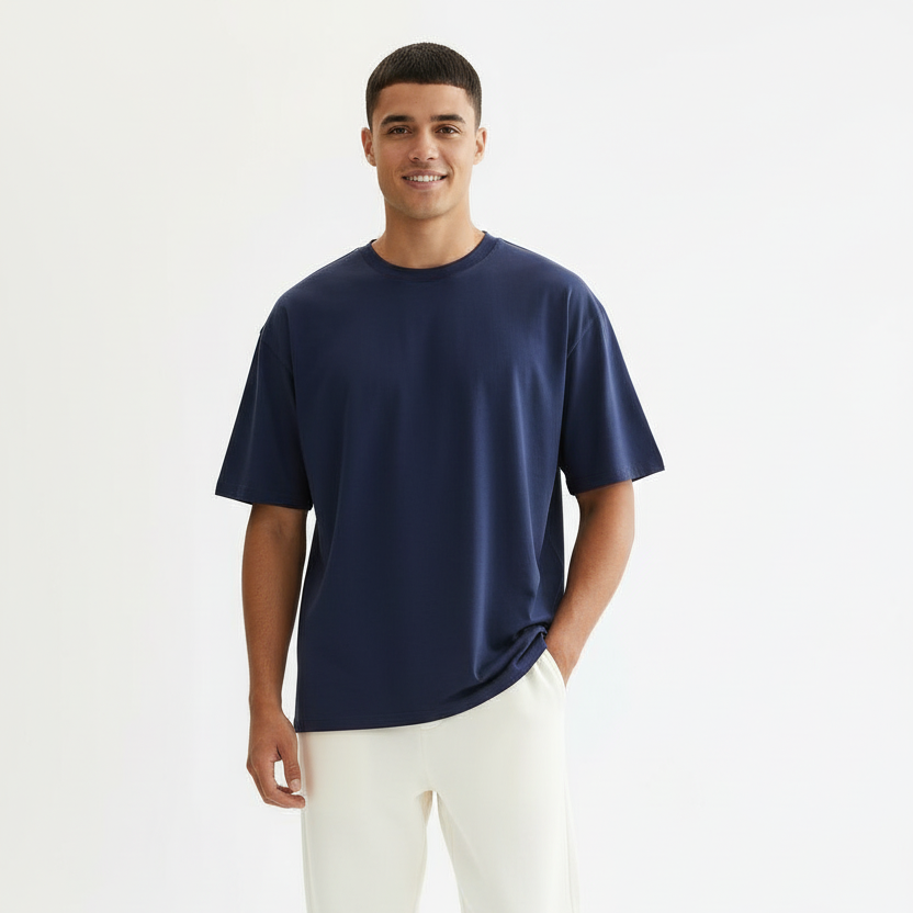 Men Oversized T-shirt Pure Cotton - BLUE