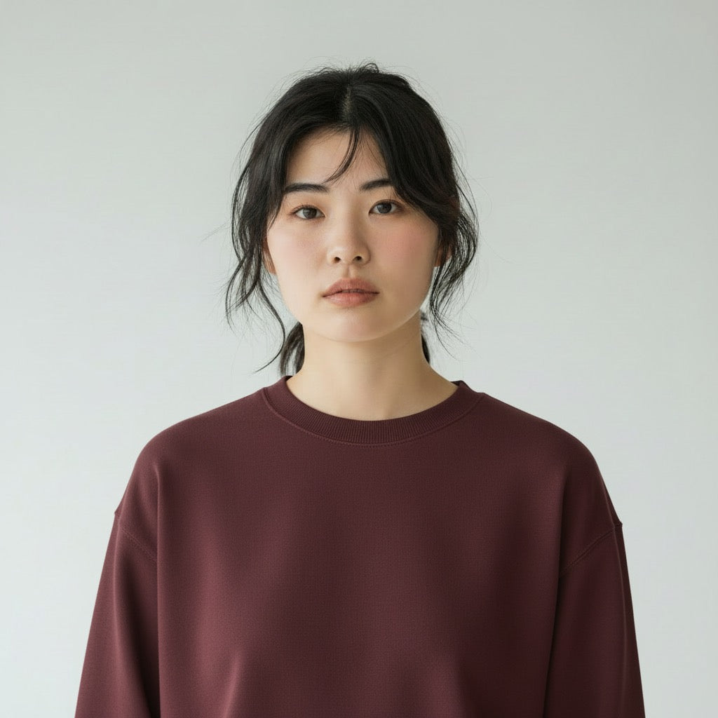 Women Loose Fit Sweatshirt Pure Cotton - MAROON