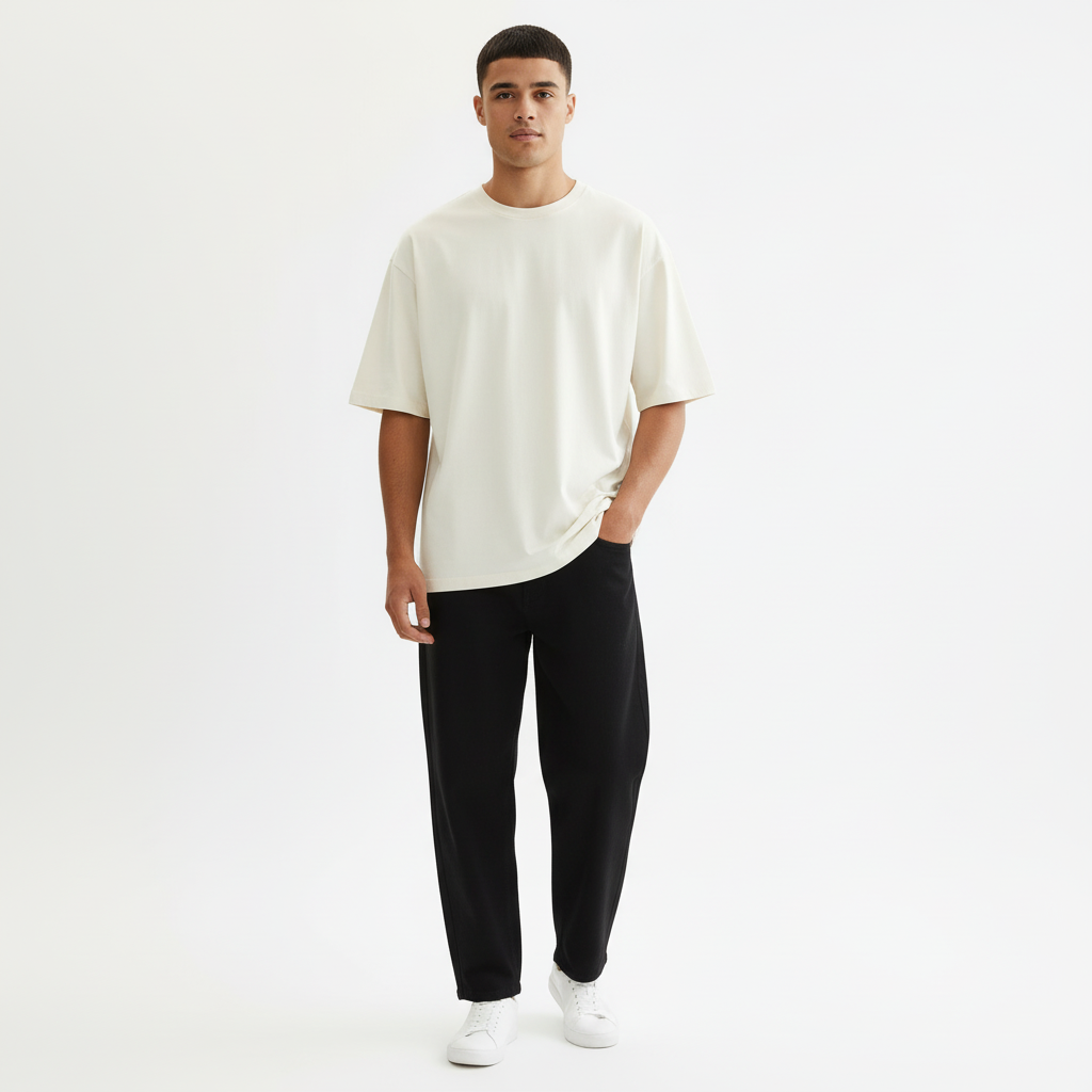 Men Oversized T-shirt Pure Cotton - OFF WHITE