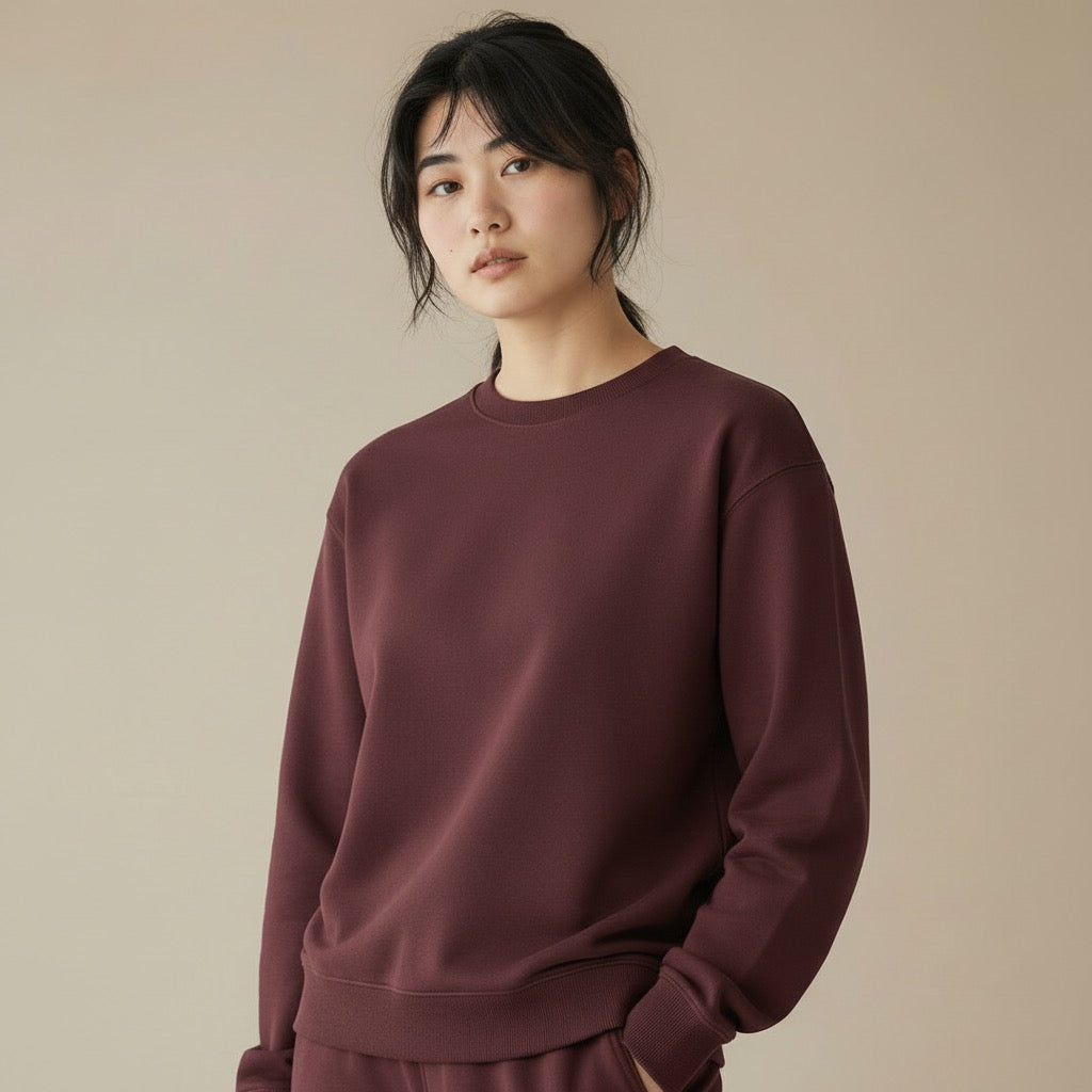 Women Loose Fit Sweatshirt Pure Cotton - MAROON