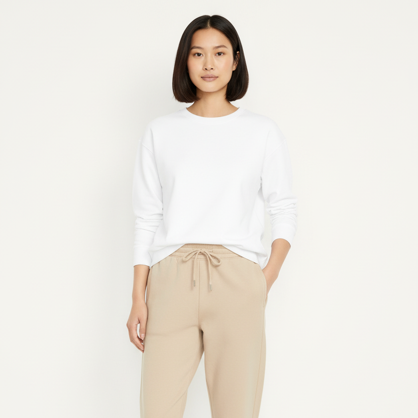 Women Sweatshirt Pure Cotton - WHITE