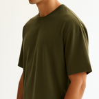Men Oversized T-shirt Pure Cotton - OLIVE