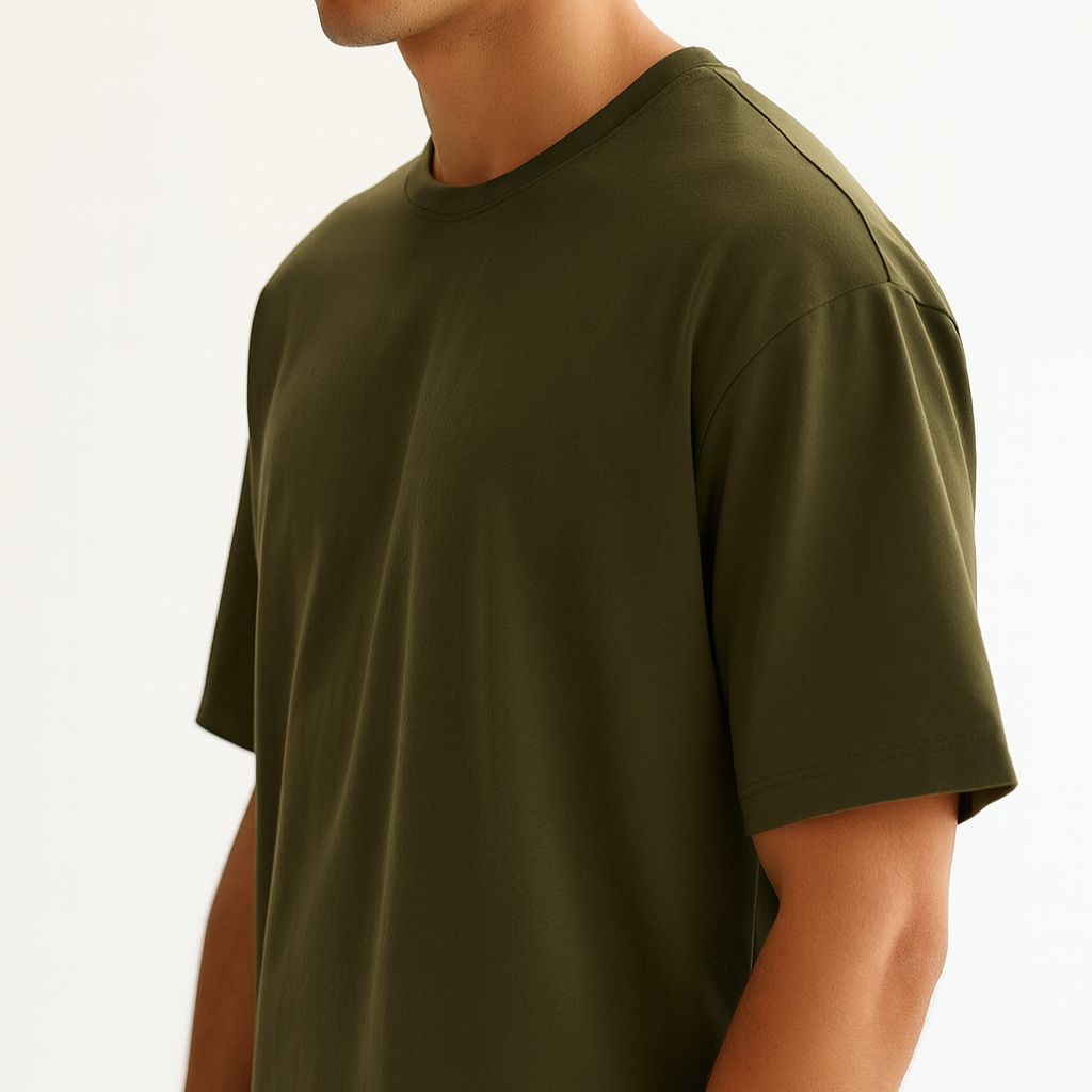 Men Oversized T-shirt Pure Cotton - OLIVE