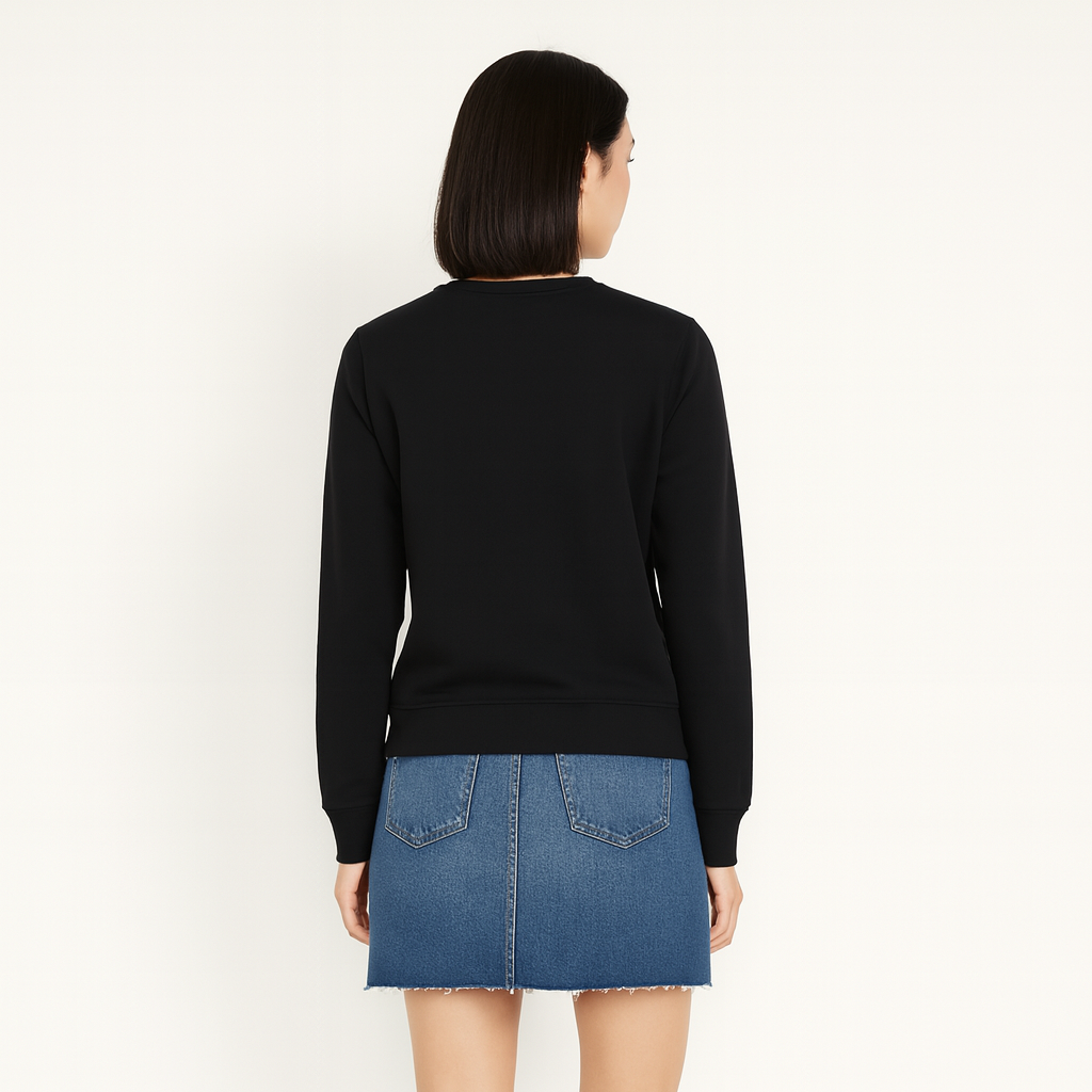 Women Sweatshirt Pure Cotton - BLACK