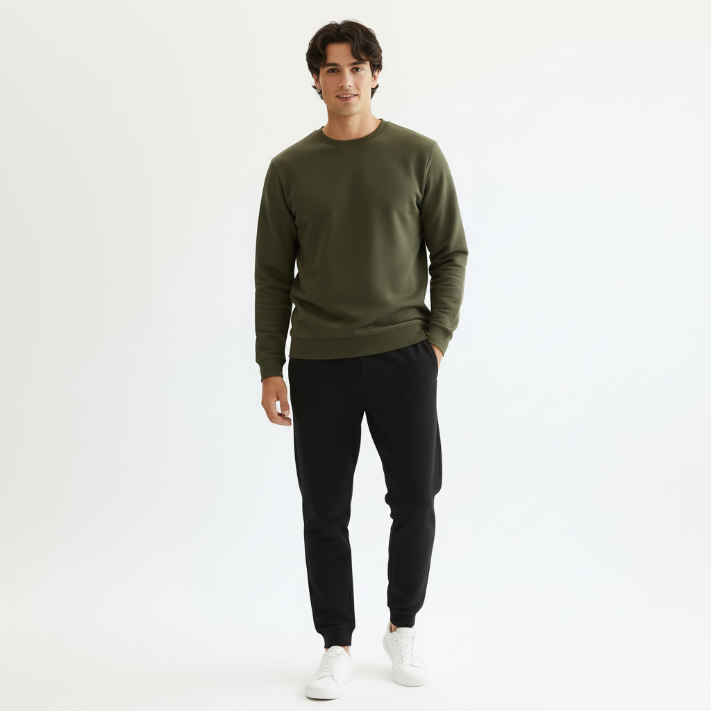 Men Sweatshirt Pure Cotton - OLIVE