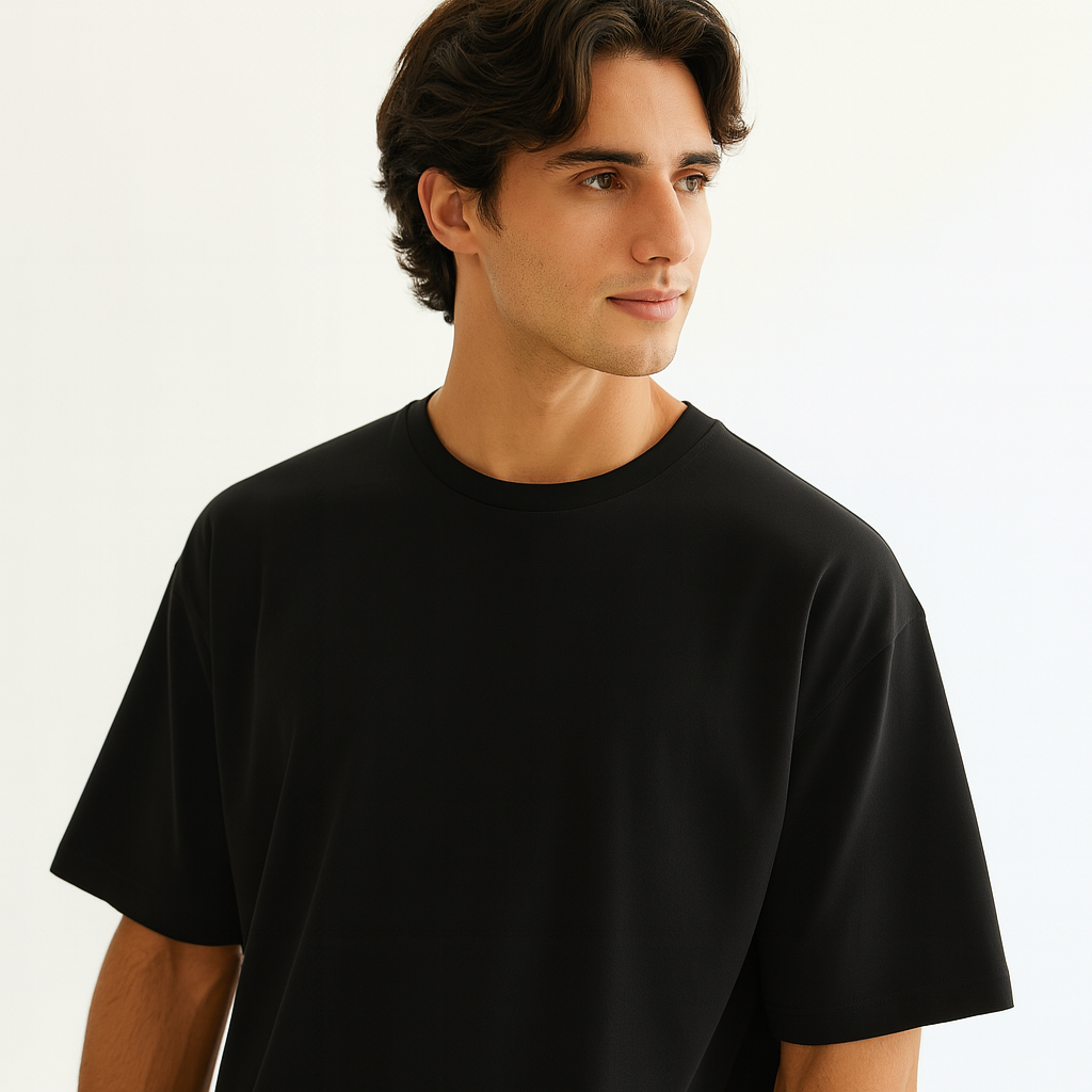 Men Oversized T-shirt Pure Cotton - BLACK