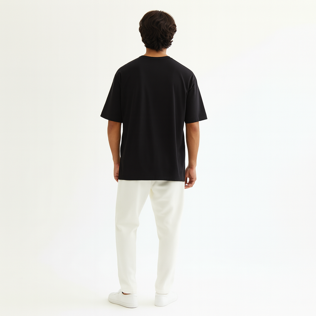 Men Oversized T-shirt Pure Cotton - BLACK