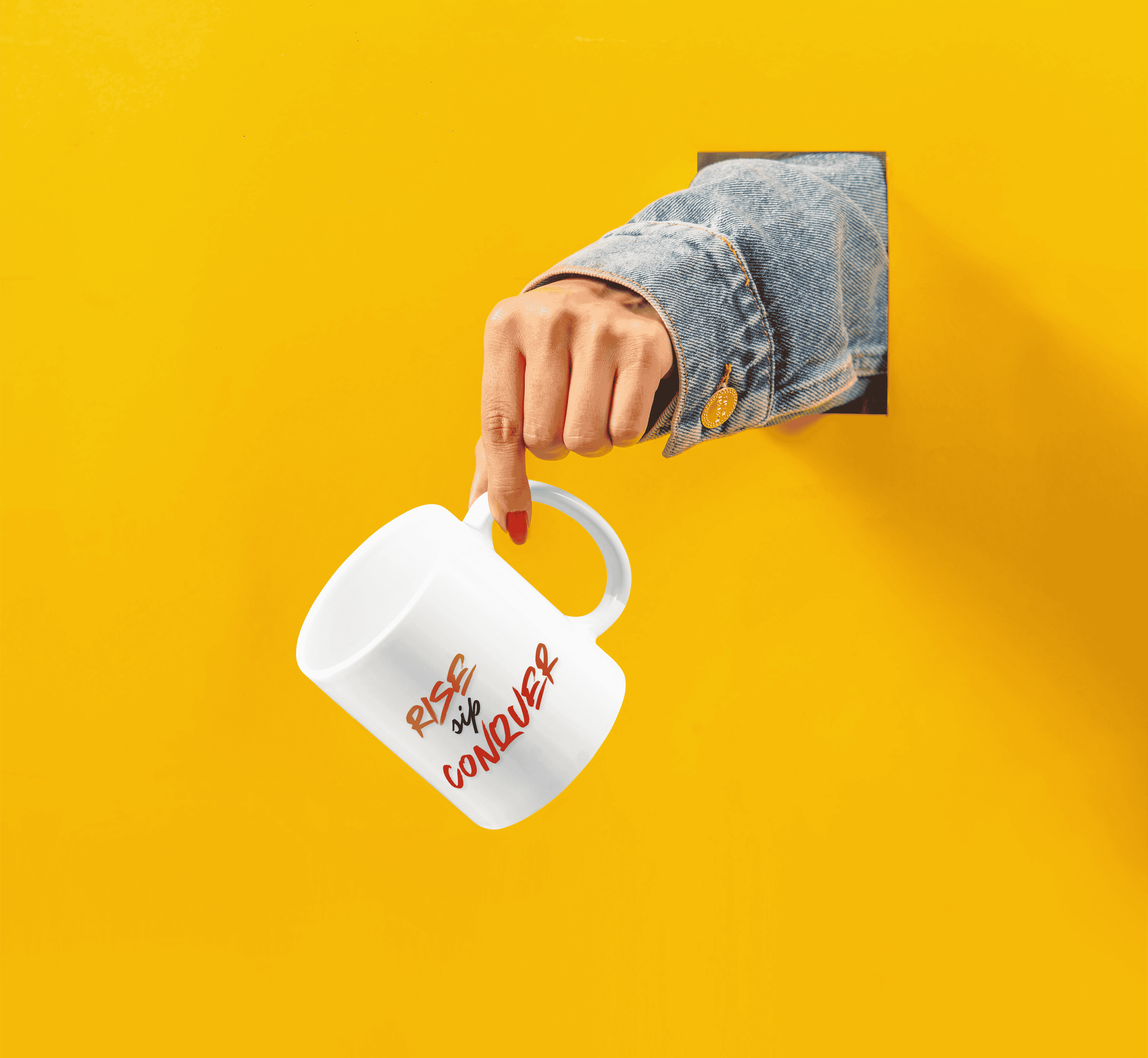 Rise Sip Conquer White Coffee Mug