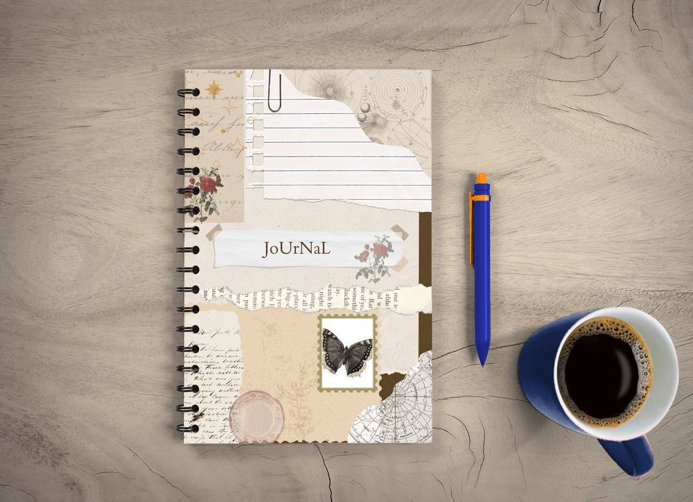 Rustic Vintage Spiral Journal, A5 UNRULED