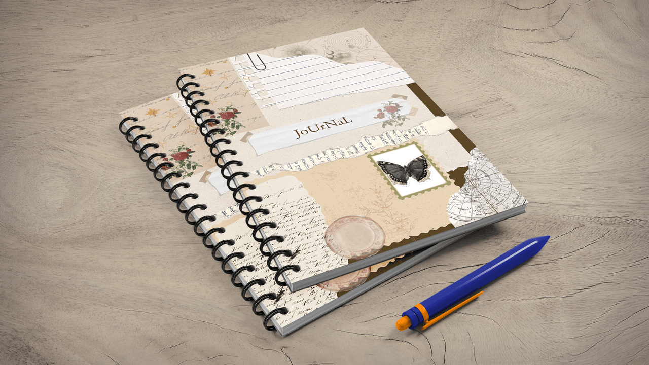Rustic Vintage Spiral Journal, A5 UNRULED
