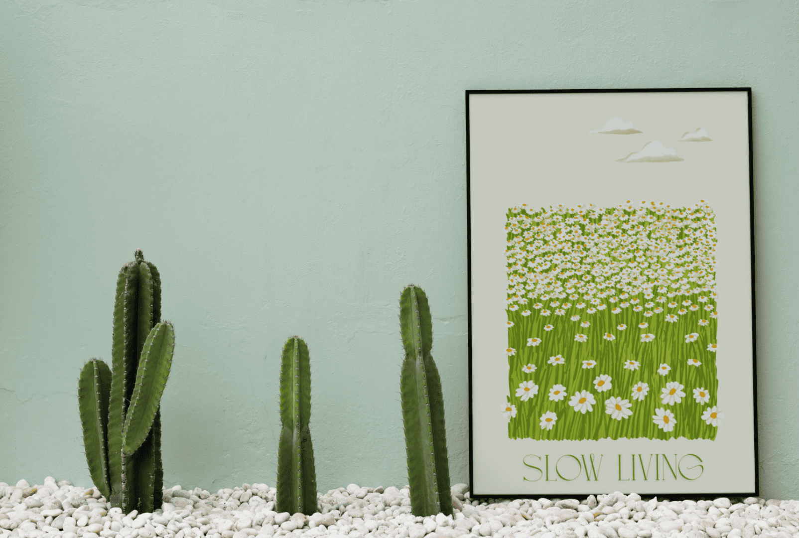 Slow Living Calm Green field Poster