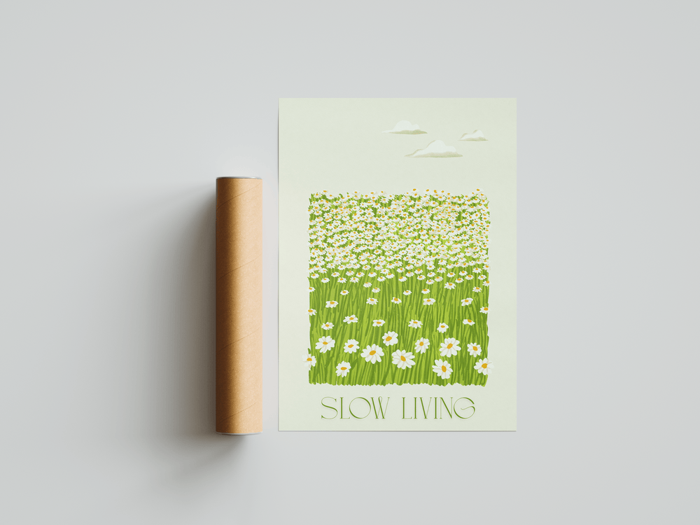 Slow Living Calm Green field Poster