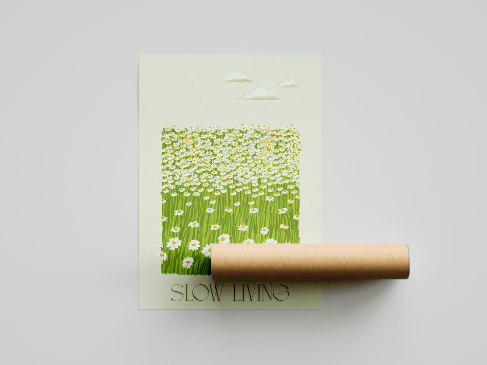 Slow Living Calm Green field Poster