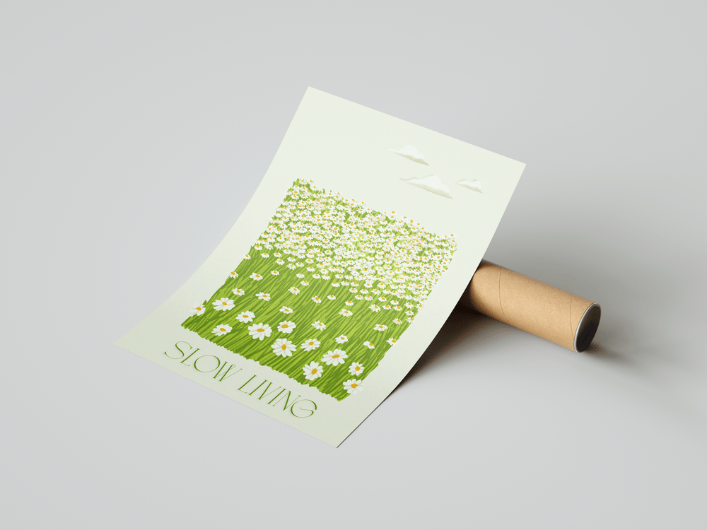 Slow Living Calm Green field Poster