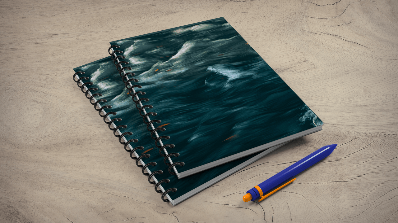 Azure Waves Spiral Journal, A5 UNRULED