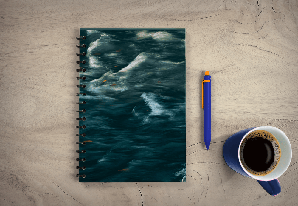 Azure Waves Spiral Journal, A5 UNRULED