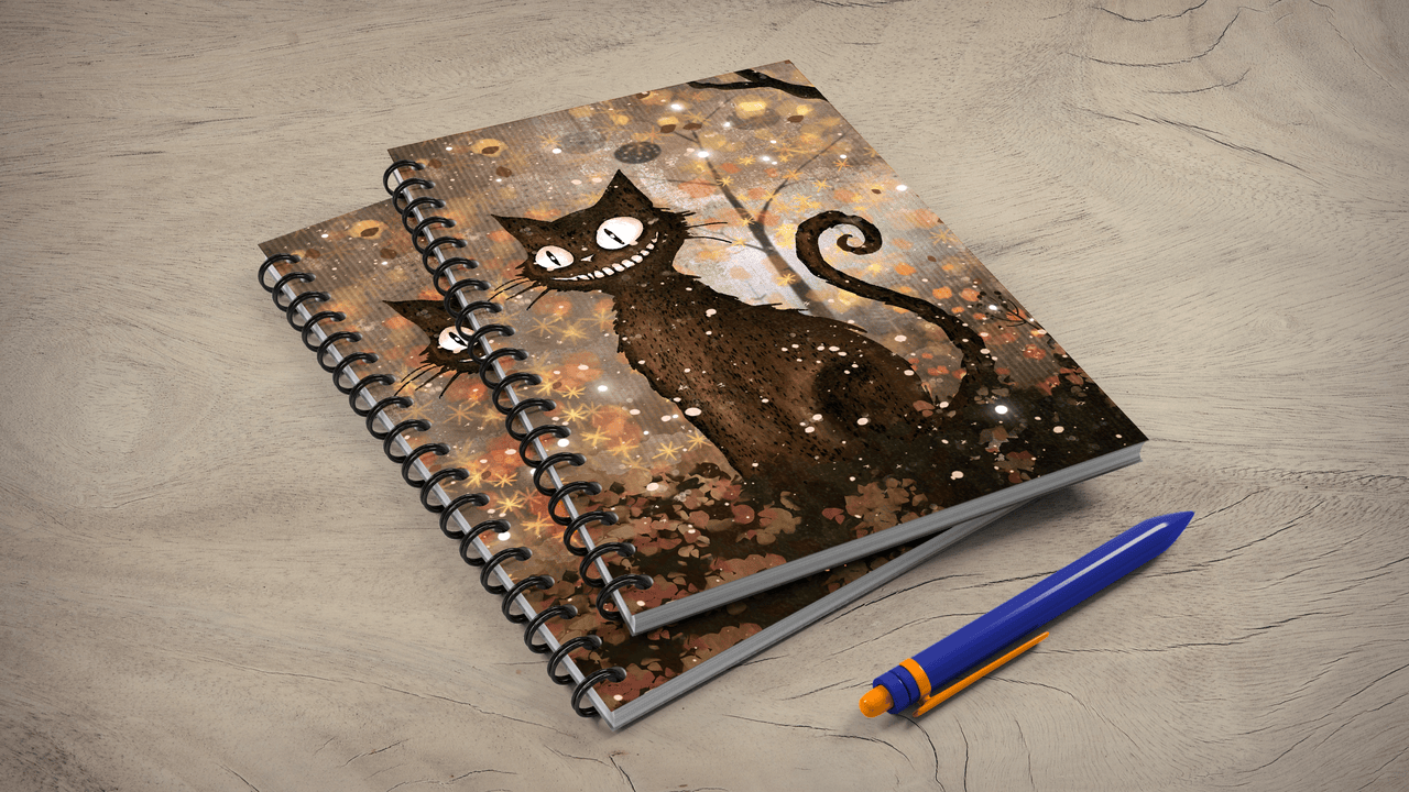Spooky Cat Spiral Journal, A5 UNRULED