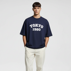 Tokyo 1980 Men Oversized T-shirt Pure Cotton - BLUE