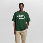 Tokyo 1980 Men Oversized T-shirt Pure Cotton - GREEN