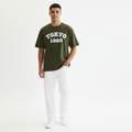 Tokyo 1980 Men Oversized T-shirt Pure Cotton - OLIVE