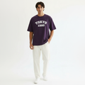 Tokyo 1980 Men Oversized T-shirt Pure Cotton - PURPLE