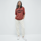 Tokyo 1980 Women Oversized T-shirt Pure Cotton - CORAL