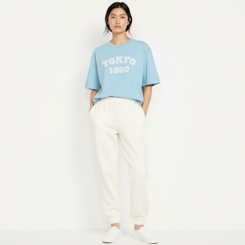 Tokyo 1980 Women Oversized T-shirt Pure Cotton - SKY BLUE