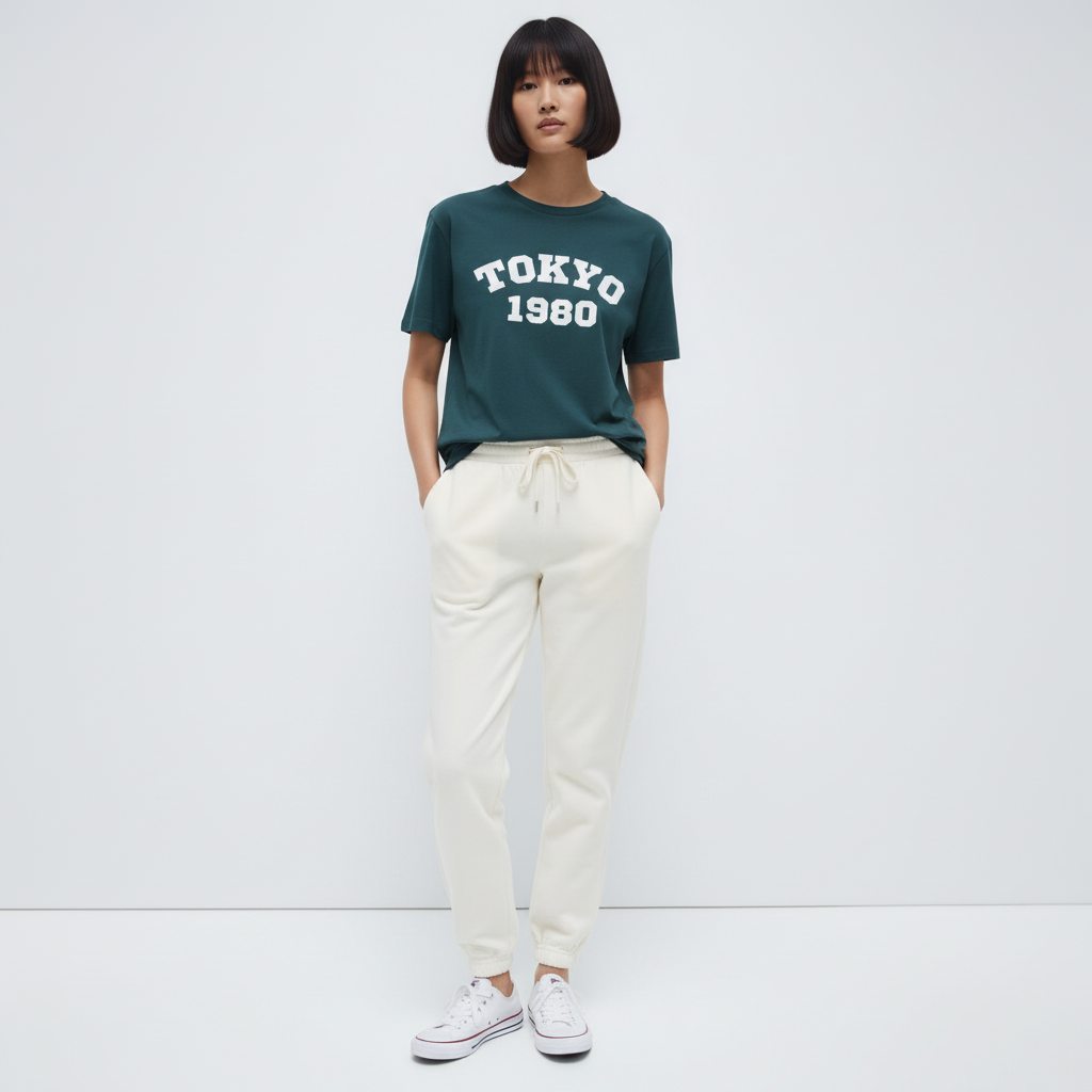 Tokyo 1980 Women Oversized T-shirt Pure Cotton - TEAL