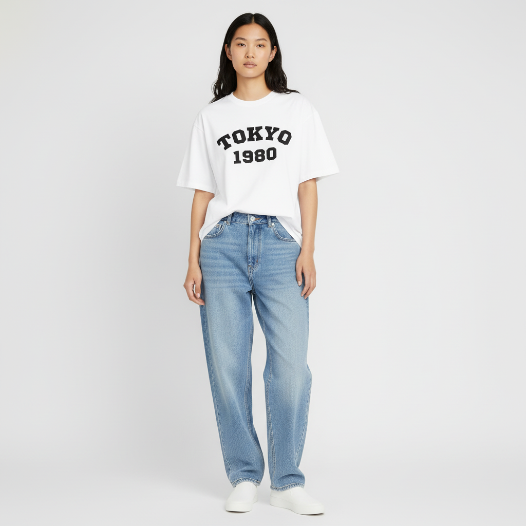 Tokyo 1980 Women Oversized T-shirt Pure Cotton - WHITE