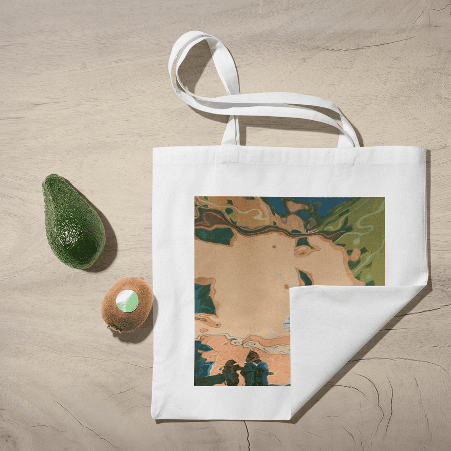Aquatic Art Aesthetic Tote Bag 100% Cotton with Zipper