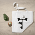 Dinner When Kitty Tote Bag 100% Cotton with Zipper