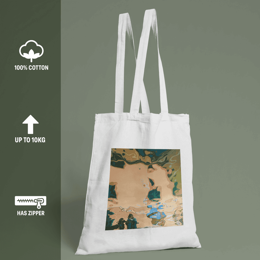 Aquatic Art Aesthetic Tote Bag 100% Cotton with Zipper