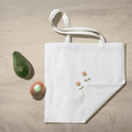 Twin Flower Tote Bag 100% Cotton with Zipper