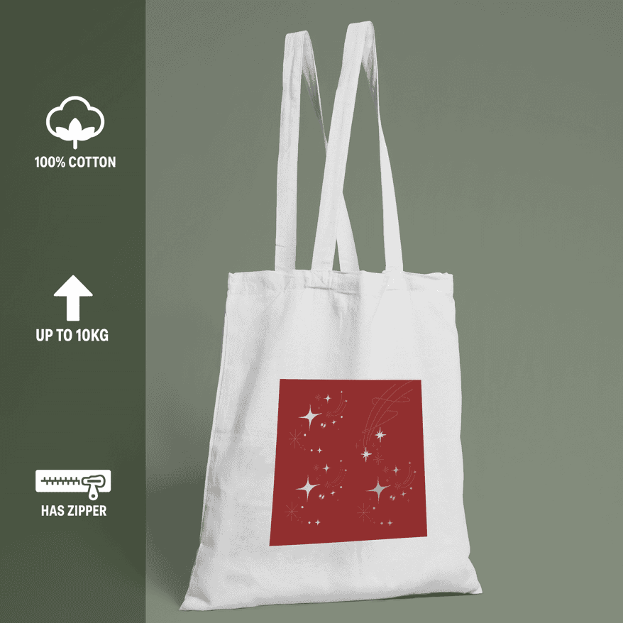 Red Whimsical Aesthetic Tote Bag 100% Cotton with Zipper