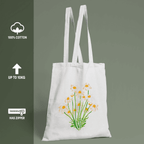 Blooming Flowers Tote Bag 100% Cotton with Zipper
