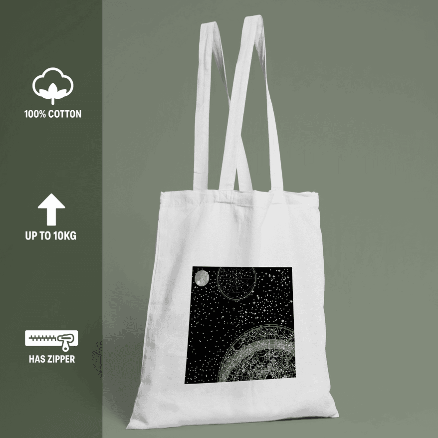 Celestial Aesthetic Tote Bag 100% Cotton with Zipper