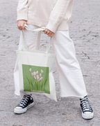 Pastel Tulip Aesthetic Tote Bag 100% Cotton with Zipper