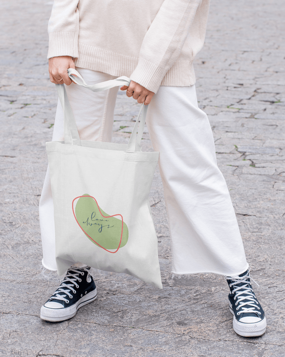 Love Always Pastel Tote Bag 100% Cotton with Zipper