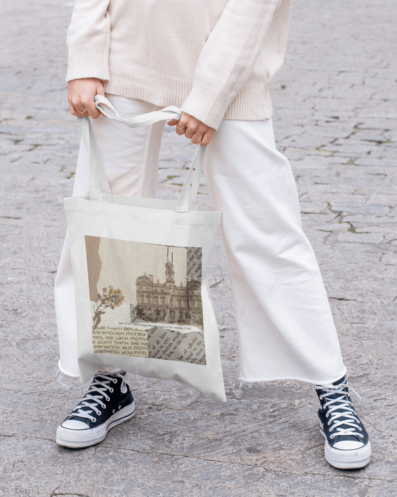 Light Academia Aesthetic Tote Bag 100% Cotton with Zipper