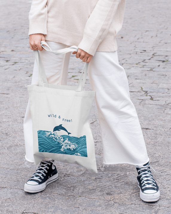 Wild & Free Tote Bag 100% Cotton with Zipper
