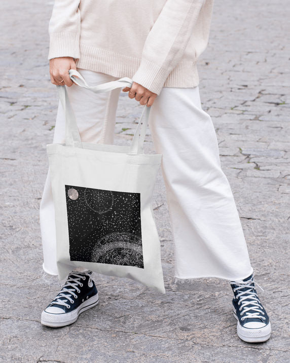 Celestial Aesthetic Tote Bag 100% Cotton with Zipper