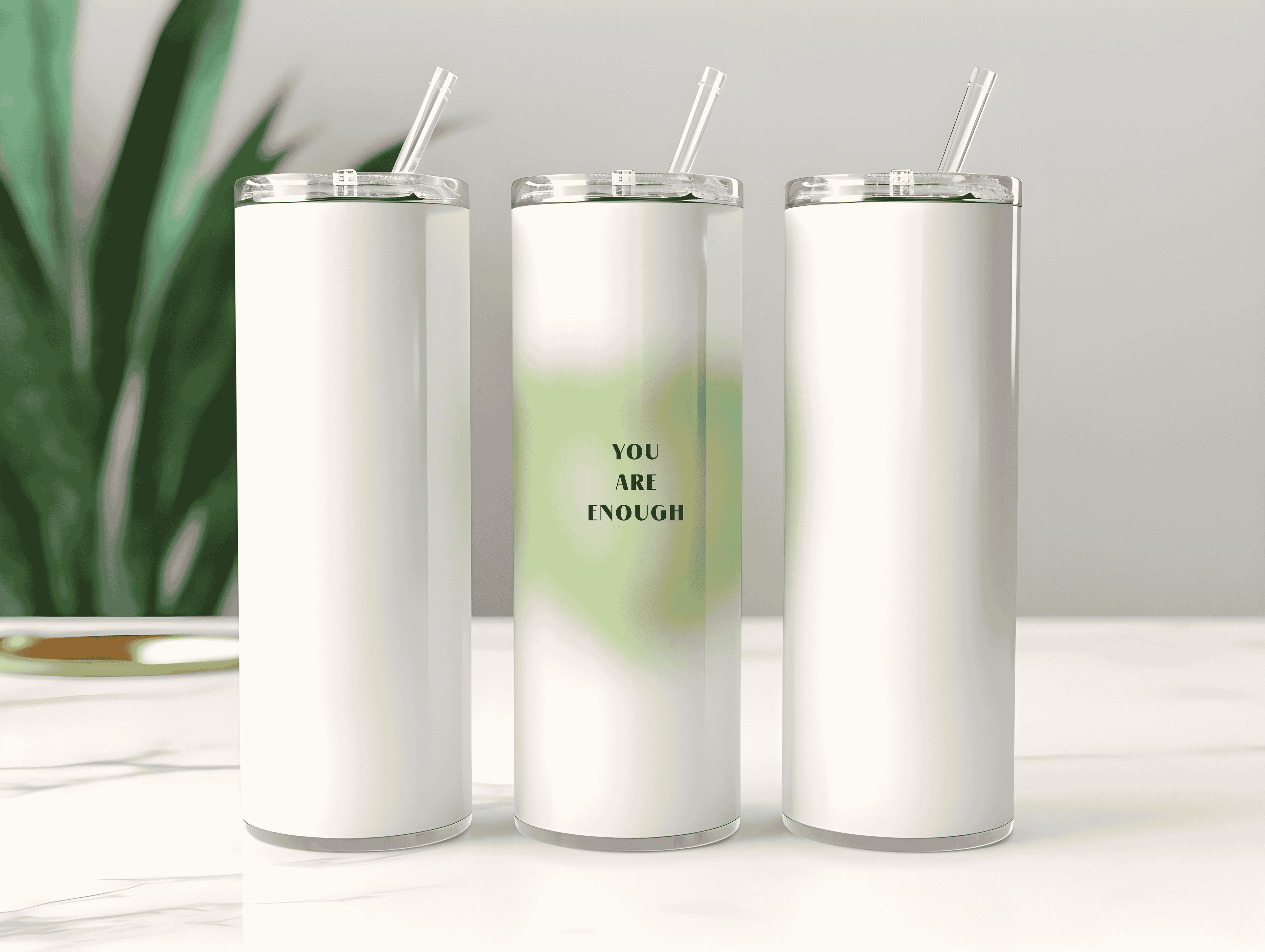Green Aesthetic Affirmation Tumbler Bottle