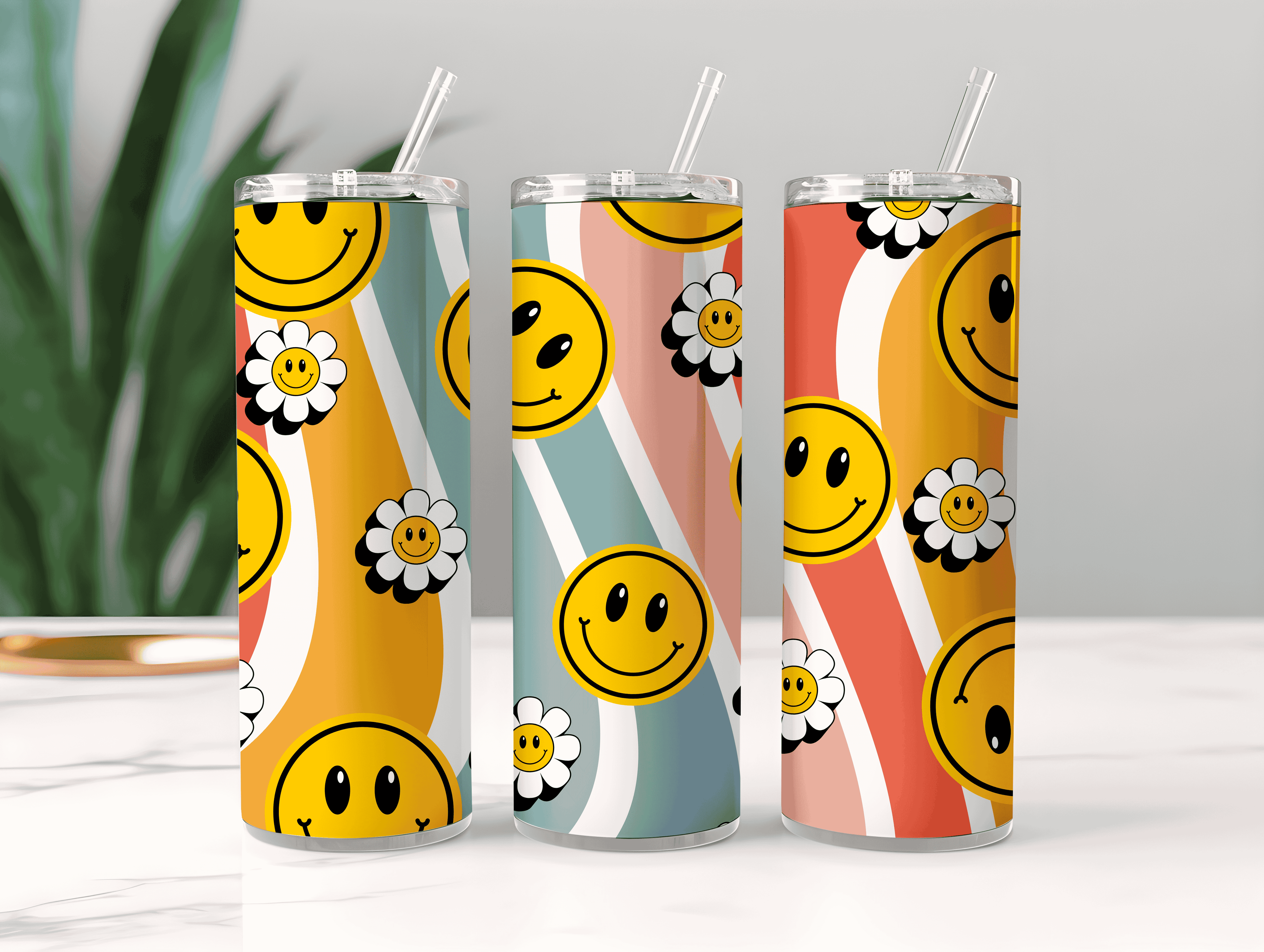 Cool Smiley Sip Tumbler Bottle with Straw